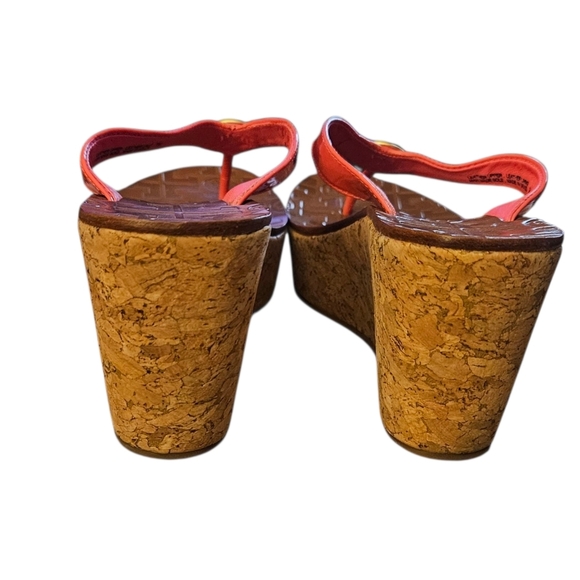 Tory Burch Pink Platform Cork Wedge Flip Flops Sandals Size 7 Women's - Picture 10 of 15